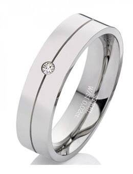 Damenring Edelstahl DE137 mit Diamant / Zirkonia - Aholming