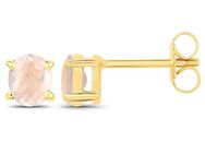 Vira Jewels Paar Ohrstecker 925-Sterling Silber vergoldet Glänzend Rosenquartz rosa