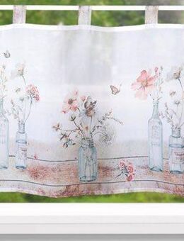 Weckbrodt Scheibengardine Alva, Schlaufen (1 St), halbtransparent, Voile, Bistro, Voile, bedruckt, floral, HxB 45x120cm, Gardine, Store