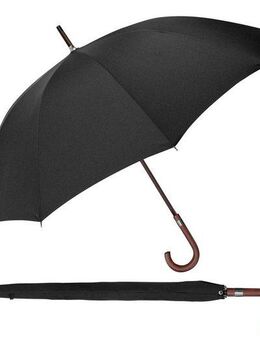 EuroSCHIRM® Stockregenschirm W1U3, schwarz, Stockregenschirm für Herren, Stock und Griff aus Holz