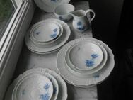 Hutschenreuther Selb Porzellan Form Dresden blaue Blume Teller Milchgießer Zuckerschale Untertassen Vintage Retro - Flensburg