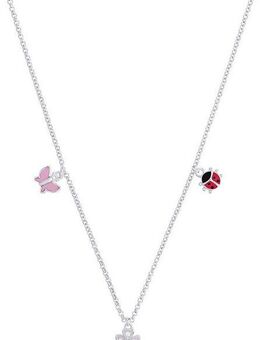 Prinzessin Lillifee Kette mit Anhänger Schmetterling/Kleeblatt/Marienkäfer, 2037943, mit Emaille - mit Zirkonia (synth)