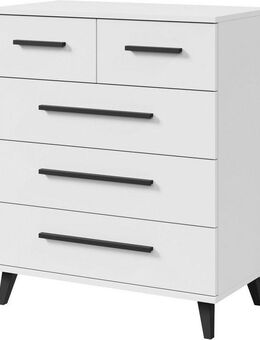 INOSIGN Sideboard Lagos, Kommode, 5 Schubladen, schwarze Griffe & Füße (Wäscheschrank Bestseller in Top Qualität), modernes Design, B/T/H je 70/39,5/82,5 cm, pflegeleichte Oberfläche