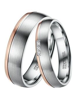 DOOSTI Trauring Schmuck Geschenk Edelstahl Trauring Ehering Partnerring LIEBE, Made in Germany, wahlweise mit oder ohne Zirkonia