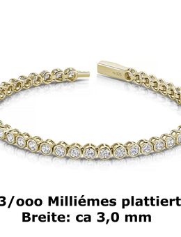 1 Tennis-Armband, rund, Ø 3,0 mm, Sterling Silber 925, , 3/000 plattiert, - Essen