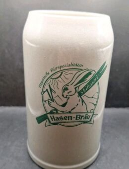 Bierkrug Brauerei Hasen-Bräu Skihaserl aus Bayern 0,5L grau Keramik 16cm hoch - Essen