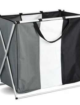 Zeller Present Wäschesortierer, 3 Fächer, Polyester/Aluminium