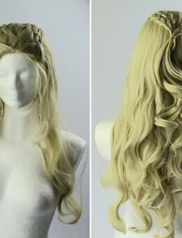 Damen Blonde Perücke Lang Gelockt Gewellt Perücke mit Zopf Geflochten 29,90 €* - Villingen-Schwenningen