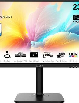 MSI Modern MD2412P LED-Monitor (60 cm/24 ", 1920 x 1080 px, Full HD, 1 ms Reaktionszeit, 100 Hz, IPS, höhenverstellbar, 3 Jahre Herstellergarantie, USB-C)