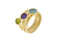 Zeeme Fingerring Silber 925 vergoldet mit Blautopas (beh) Peridot Amethyst