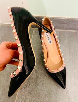 Lack High Heels Stilettos Wetlook Nieten schwarz Office Pumps - München Altstadt