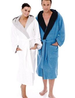 Egeria Unisex-Bademantel Cairo, ideal für Sauna & Spa, Hotelbademantel, Morgenmantel, Langform, Walkfrottee, Kapuze, Gürtel, mit Kapuze, Doubleface Optik