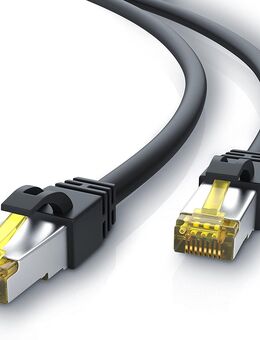 Patch-Netzwerkleitung Cat 8, 1m lang, vergoldete RJ45 Stecker S/FTP, 2000Mhz, 40Gbit/s, schwarz - Fürth