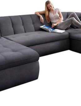 DOMO collection Wohnlandschaft NMoric im XXL-Format, B/T/H: 353/216/80 cm, incl. Zierkissen U-Form, wahlweise mit Bettfunktion und Armlehnenverstellung
