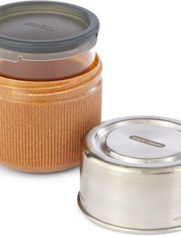 black+blum Lunchbox, Borosilikatglas, Edelstahl, (3-tlg), spülmaschinengeeignet, mit Edelstahldeckel und Silikonschutzaufleger