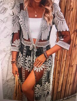 Boho-Chic Spitzen Kimono Halbarm Strand Strickjacke - Augsburg