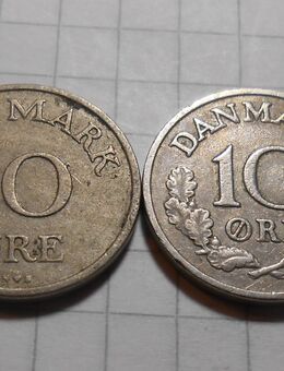 Münzen Dänemark 10 Öre 1950 +1961 - Cottbus
