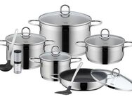 Silit Topf-Set Diamant, Edelstahl 18/10 (Set, 13-tlg., inkl. Schöpflöffel, Pfannenwender und Gewürzmühle), Silitherm-Allherdboden, induktionsgeeignet, spülmaschinengeeignet