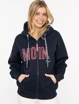 Zwillingsherz Kapuzensweatjacke "Maritim" mit gesticktem MOIN und Anker Logo und Reißverschluss