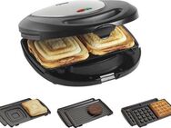 bestron Kontaktgrill ASM8010 3-in-1 Gerät, Sandwichmaker, Waffeleisen, 760 W, antihaftbeschichtet, Schwarz