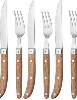 WMF Steakbesteck Ranch (12-tlg), 6 Personen, Edelstahl 18/10, Massivholz, mattiert, Eichenholz geölt