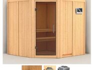 Karibu Sauna Jarla, BxTxH: 196 x 196 x 198 cm, 68 mm, (Set) 9-kW-Bio-Ofen mit externer Steuerung