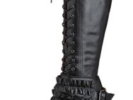 Jette Stiefel Leder schwarz vorn Schnürung, seitl. Reißverschluss Gr. 39/6 - Recklinghausen