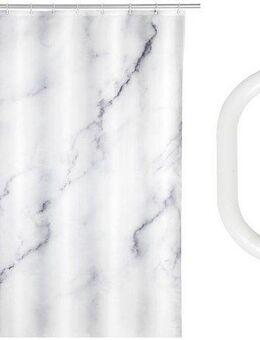 SCHÖNER WOHNEN-Kollektion Duschvorhang »Balatro« Breite 180 cm (Set, 17-tlg), aus recyceltem Polyester, Marmor-Optik, mit 16 Duschvorhangringen