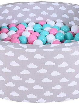 Knorrtoys® Bällebad Soft, Grey White Clouds, mit 300 Bällen rose/creme/lightBlue, Made in Germany