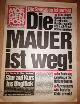 Hamburger Morgenpost Sonderausgabe 10.11.1989 Die Mauer ist weg - Hamburg Wandsbek