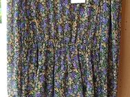 Zara Chiffon Volant Blumenprintkleid Puffärmel Kleid schwarz Blumen lila grün gelb geblümt gr. 36 S NEU - Hardheim