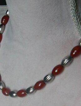 Collier 925 Silber mit Karneolsteinen - Stemmen