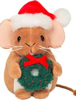 Teddy Hermann® Kuscheltier Weihnachtsmaus mit Kranz, 11 cm
