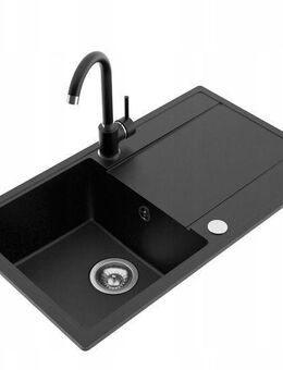 Granitspüle Waschbecken komplett Set mit SIPHON Mischbatterie Lavastein - Wuppertal