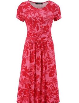 Aniston SELECTED Sommerkleid mit Palmen und Blüten in Knallfarbe