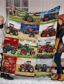 Traktor-Decke für Jungen – Flauschiger Komfort für kleine Traktor-Fans Bauer Landwirtschaft 150x200cm Design 5 Set352 - Wuppertal