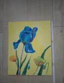 Unikat Acrylbild Leinwand blaue Lilie 40 x 50 cm in 06628