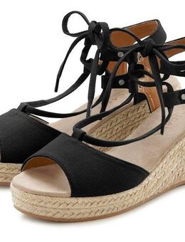 LASCANA Sommerschuh Keilsandalette Sandalette, Sandale mit Keilabsatz, Bast-Optik & Schnürung VEGAN