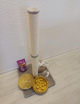 Kratzbaum mit Leckerlie und Näpfen - Berlin