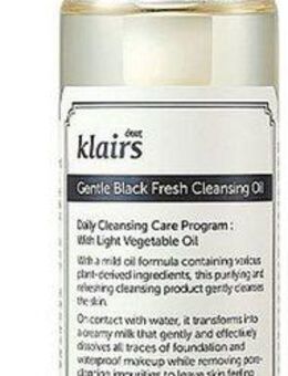 Dear Klairs Gesichts-Reinigungsöl Gentle Black Fresh Cleansing Oil, Nicht öliges Finish, entfernt effektiv alle Make-up- und Schmutzreste.