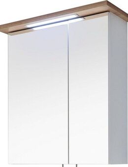 Saphir Spiegelschrank Quickset 923 Badschrank, 2 Spiegeltüren, 2 Einlegeböden, 60 cm breit inkl. LED-Beleuchtung, Türdämpfer, Schalter-/Steckdosenkombination