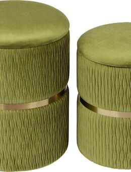 Kayoom Polsterhocker Hocker Zora 425 2er-Set, Praktischer und versteckter Stauraum (Set, 2 St), 2er-Set mit Stauraum, ineinander stapelbar, goldener Ring