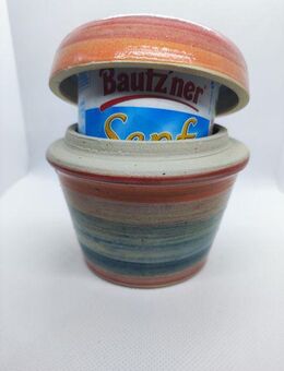 Senftopf - bunt NEUTRAL Keramik - Regenbogen - incl. Bautzner Becher - Görlitz Zentrum