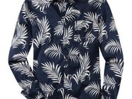 John Devin Hawaiihemd Regular Fit, Langarm, Freizeithemd mit Palmenprint aus reiner Baumwolle