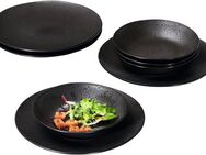 Ritzenhoff & Breker Tafelservice Teller Set, Geschirr-Set Kitwe (8-tlg), 4 Personen, Steinzeug, seidenmatter Schwarzton mit Kupferstich, 8 Teile, für 4 Personen