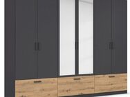 rauch Drehtürenschrank Kleiderschrank Schrank Garderobe Wäscheschrank BARI mit Spiegel mit Schubkästen und modernem Griff in Graumetallic MADE IN GERMANY