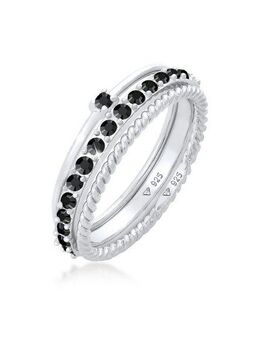 Elli Solitärring Stapelring Kristalle 3er Set 925 Silber