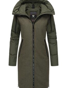 Ragwear Wintermantel Jumana Damen Mantel aus modernem Materialmix mit Kapuze