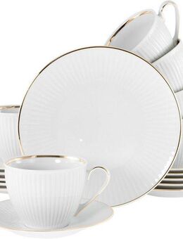 CreaTable Kaffeeservice Valencia Gold, Kaffee-Service 18-tlg (18-tlg), 6 Personen, Porzellan, Elegant, Goldrand