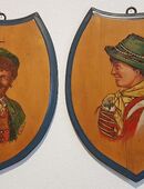 Bayern Tracht Holz Bild Schnitzerei Dirndl Trachtenhut Dekoration Kunst Handarbeit in 90459